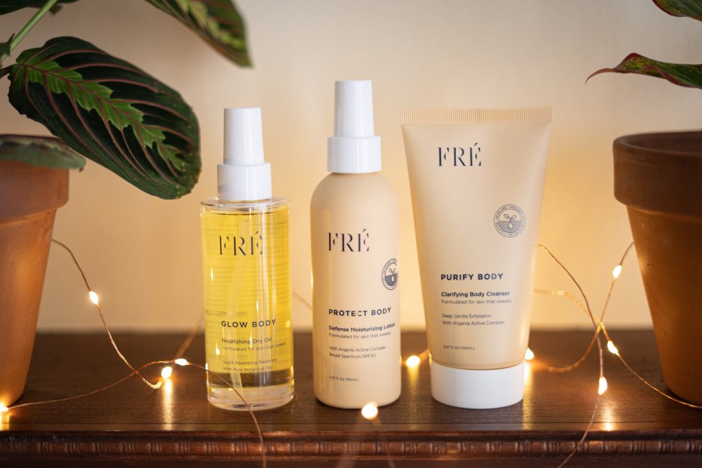 FRÉ Bodycare Set body oil sunscreen lotion and bodywash